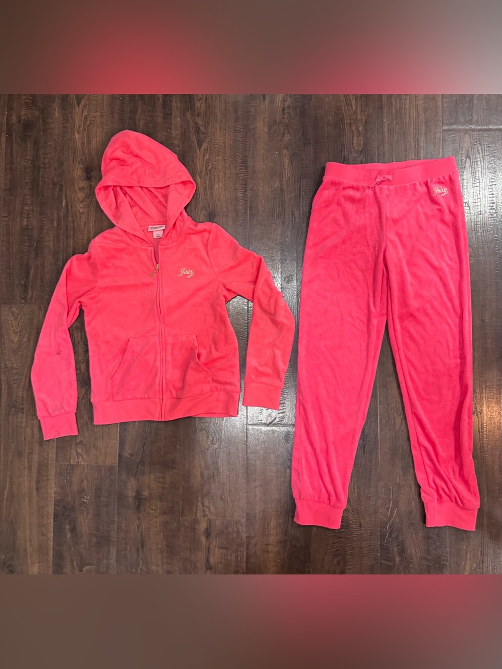 Juicy Couture Girls' Bright Pink Velour Hoodie & Joggers Set